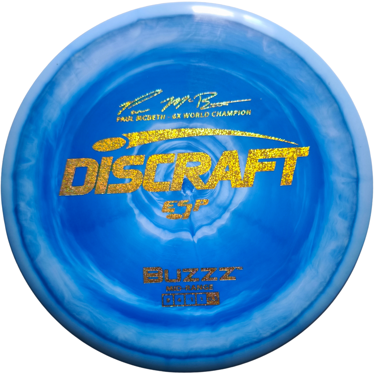 buzz-blue-gold Discraft ESP Buzzz - Paul McBeth 6x midrange disks zils zeltains disku golfs